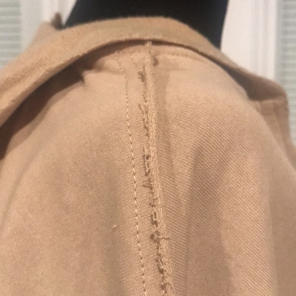 Easel Grunge Hoodie V-Neck Tan Boxy Fit Raw Unfinished Seams New Medium - Picture 9 of 14